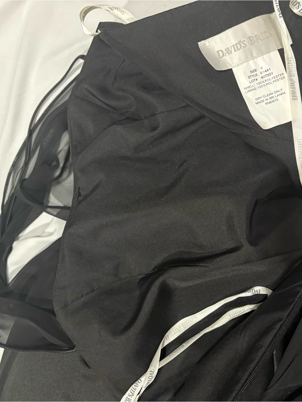 David’s Bridal Black Halter Dress Sz 6 Satin Gown Chiffon Prom Bridesmaid - Picture 12 of 12